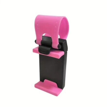 (pink) Universal Car Phone Holder, Plastic Steering Wheel Mount, Mobile-phone Stand Support, Bike Clip Mount, Durable And Easy To