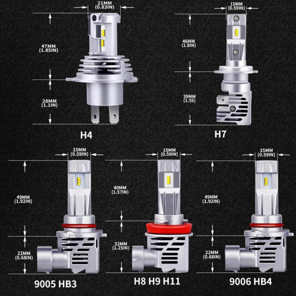 (blanc, H8/H11) 2pcs Car Led Headlight H1 H4 H7 Zes Canbus 55w 12000lm Headlamp H8 H11 Hb3 Hb4 Car Fog Lights 12v 6500k