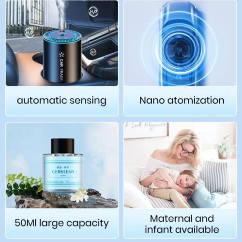 (D) Smart Auto Lufterfrischer Ätherisches Öl Diffusor Nano Zerstäubung Auto Ein/Aus Wiederaufladbare 1
