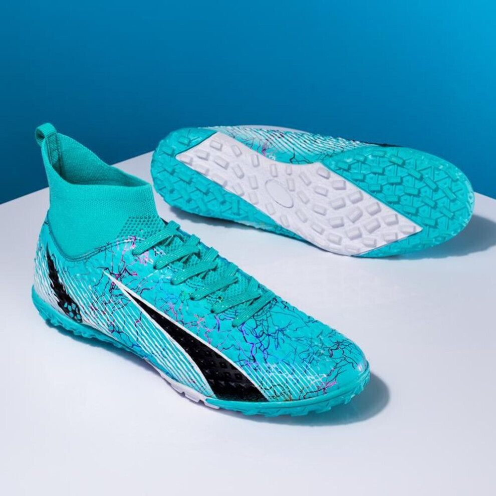 (cyan, 36) Hommes/femmes Chaussures de football à clous courts Chaussettes hautes Make Capital Outdoor Children Football Sneakers