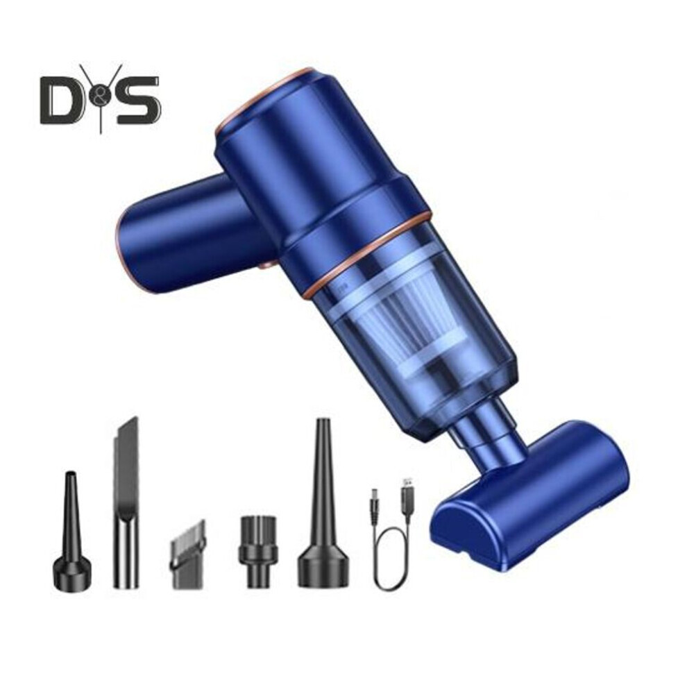 (bleu) Aspirateur portatif sans fil 6500pa Aspiration forte Aspirateur sans fil avec embouts pour la voiture, la maison et le bureau