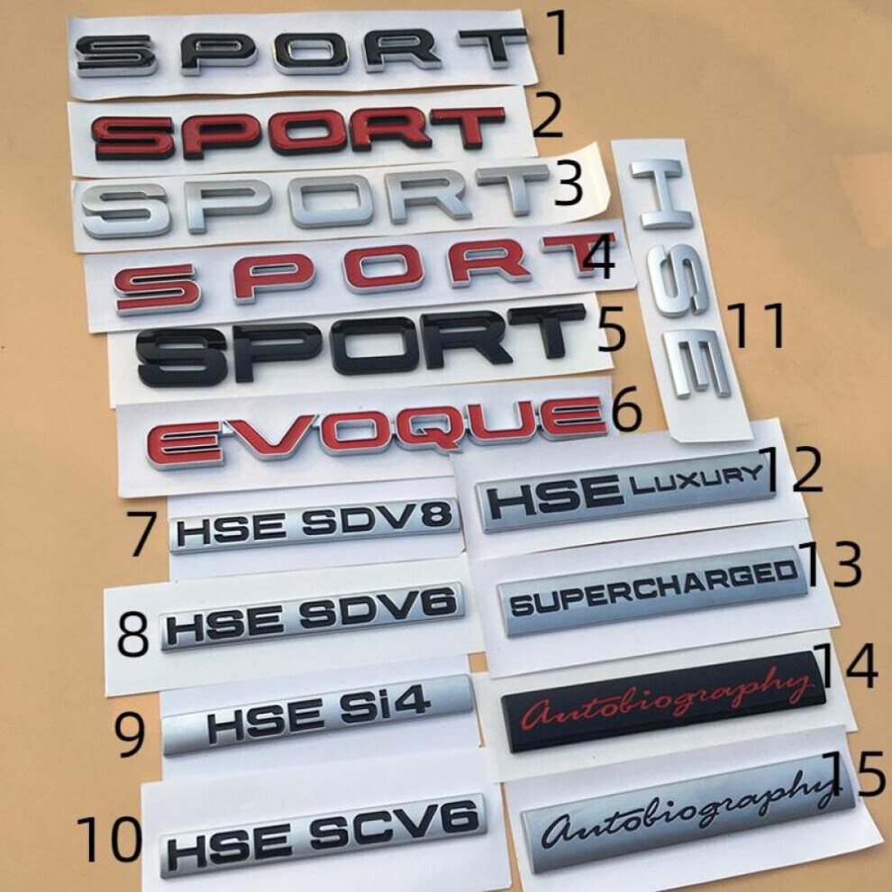 (13) Badge de coffre de voiture pour Hse Sport Emblem Letters Discovery 3 4 Hse Sdv6 Sdv8 Si4 Supercharged Logo Sticker Accessories