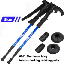 (NCS-10 2x Blue) Telescopic Trekking Poles T-handle Ultralight Adjustable Walking Sticks Adult Hiking Canes Non-slip Alpenstocks