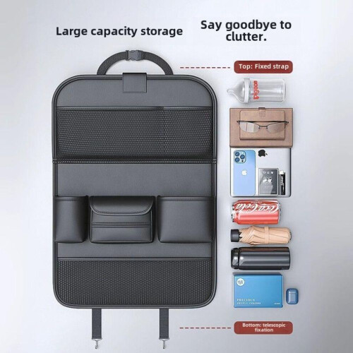 (black, 45*64CM) Car Seat Back Multi-function Storage Organizer And Anti-kick Pad 1