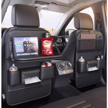 (black, 45*64CM) Car Seat Back Multi-function Storage Organizer And Anti-kick Pad