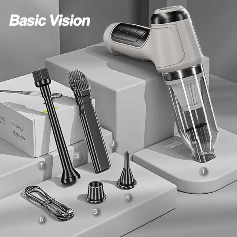 (blanc) Nouveau 12000pa aspirateur de voiture Mini aspirateur portable sans fil pour voiture Maison Bureau Clavier Robot de nettoyage