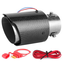 Tuyau d'Echappement Muffler Led Tip Trim Car Replacement Inlet 63mm Outlet 90mmblue Light