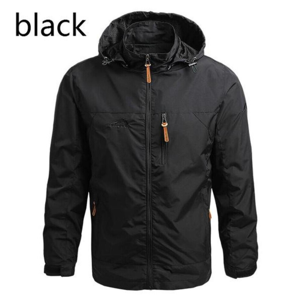 (noir, XXXL) 2021 Fashion Brand Waterproof Jacket Raincoat Men's Sportswear Outdoor Hooded Soft Shell Jacket Rainproof Jacket