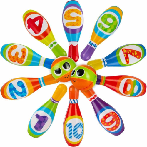 (multicolore, 19*6.5*6.5, 10 cm, 10 pezzi) Gioco di birilli per bambini Set da bowling XXL con 6 o 10 1