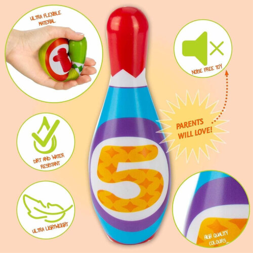 (multicolore, 19*6.5*6.5, 10 cm, 10 pezzi) Gioco di birilli per bambini Set da bowling XXL con 6 o 10 2