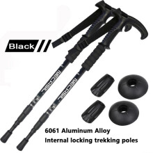 (NCS-10 2x Black) Telescopic Trekking Poles T-handle Ultralight Adjustable Walking Sticks Adult Hiking Canes Non-slip Alpenstocks