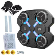 (nero) Macchina da boxe musicale con guanti, montaggio a parete, compatibile con Bluetooth, elettronica,