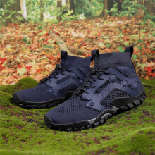 (Dunkelblau, Größe 48) Herren High-Top rutschfeste atmungsaktive Outdoor-Wander- und Fluss-Tracing-Schuhe