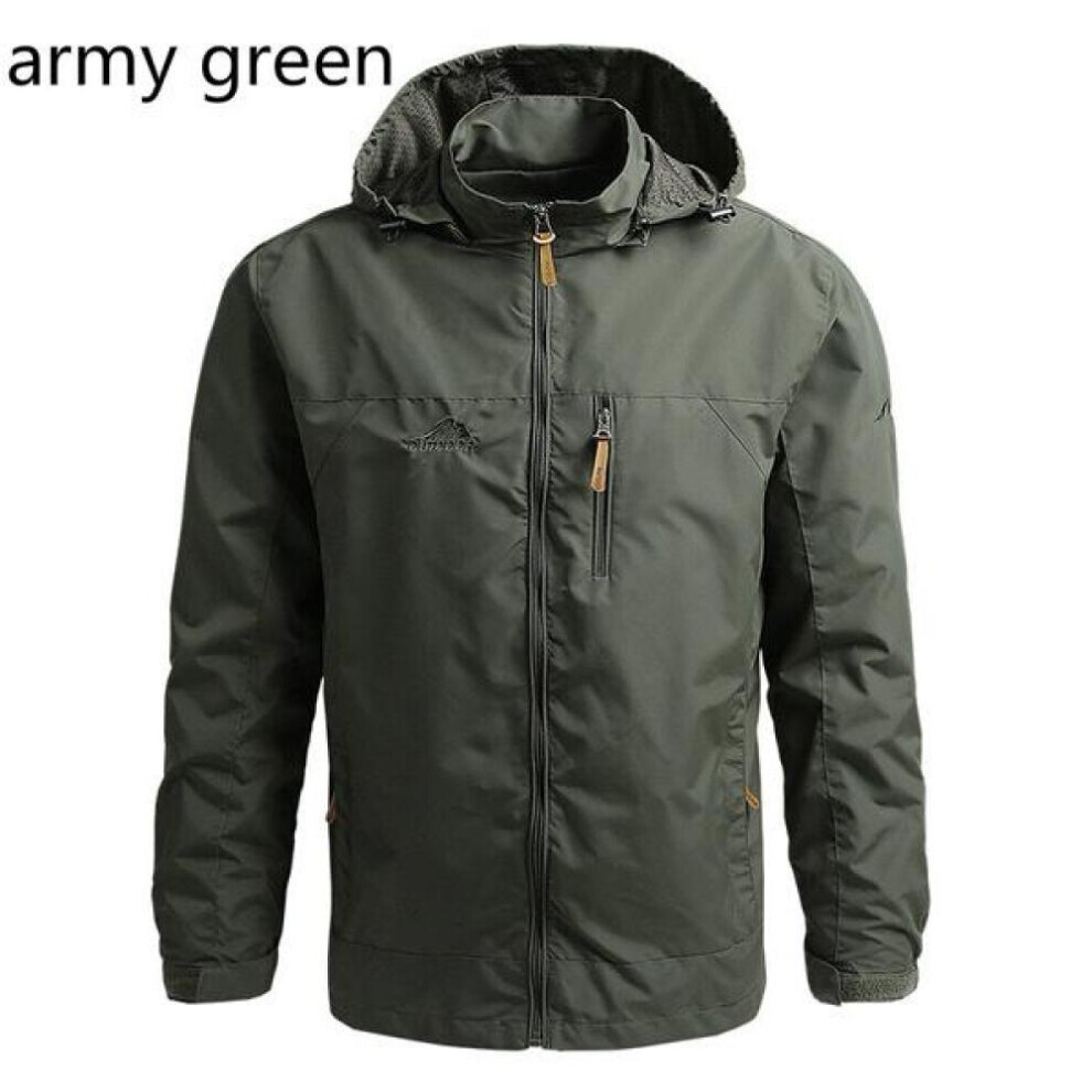 (army green, XXXXXL) 2021 Fashion Brand Waterproof Jacket Raincoat Men's Sportswear Outdoor Hooded Soft Shell Jacket Rainproof Jacket