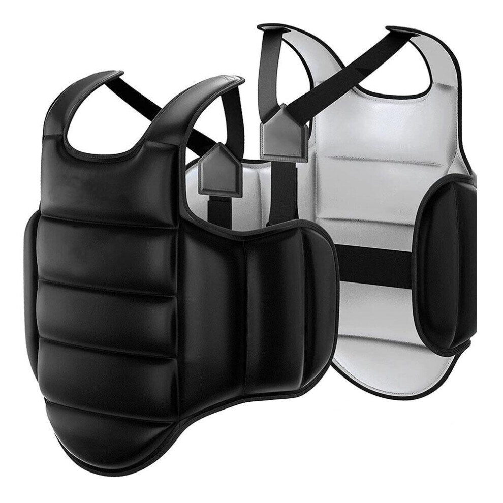 (noir,blanc, S Taille120-140cm) Gilet de protection souple pour les arts martiaux Equipement de boxe Gilet de poitrine Karaté Entraînement