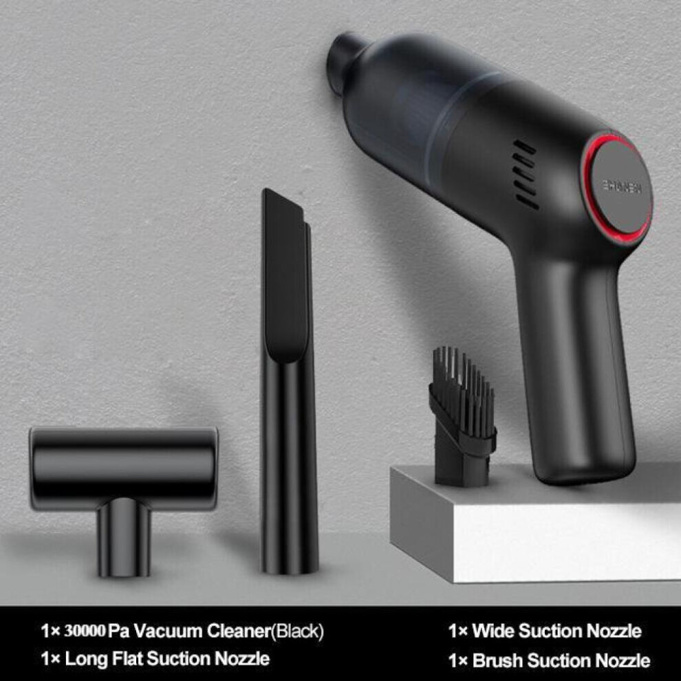 (noir) 30000pa Aspirateur de voiture puissant Mini aspirateur portable sans fil pour la maison avec batterie 4000mah Wet And
