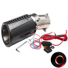 (red, Edge curl) Polished Car Exhaust Pipe Muffle Blue Red Led Glowing Long Lasting Auto Exhaust Tip Muffler Replacement
