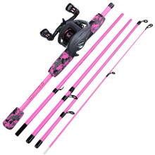 (red, Right Hand) Sougayilang 1.7m Fishing Rod Combo Portable 5 Section Carbon Fishing Rod And 12+1bb Casting Reel Set