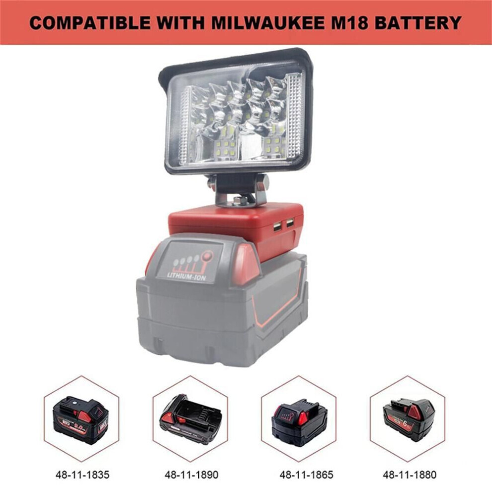 Wireless Led Work Light 3'' 18led 2800lm For Milwaukee Cordless M18 18v Battery