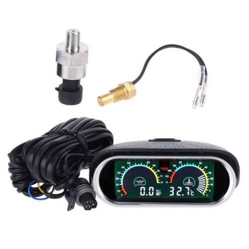 12V/24V Universele vrachtwagenoliedrukmeter + temperatuursensor 10 mm 1/8 NPT