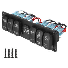 6 Gang Rocker Switch Panel Outlet Combination 12-24v Led Voltage Display Circuit Breaker Waterproof On-off For Rv Car Marine