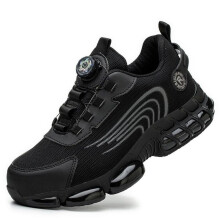 (noir, 39) Blgtree Bouton rotatif Chaussures de travail à embout en acier pour hommes Baskets anti-crevaison et antidérapantes pour le travail