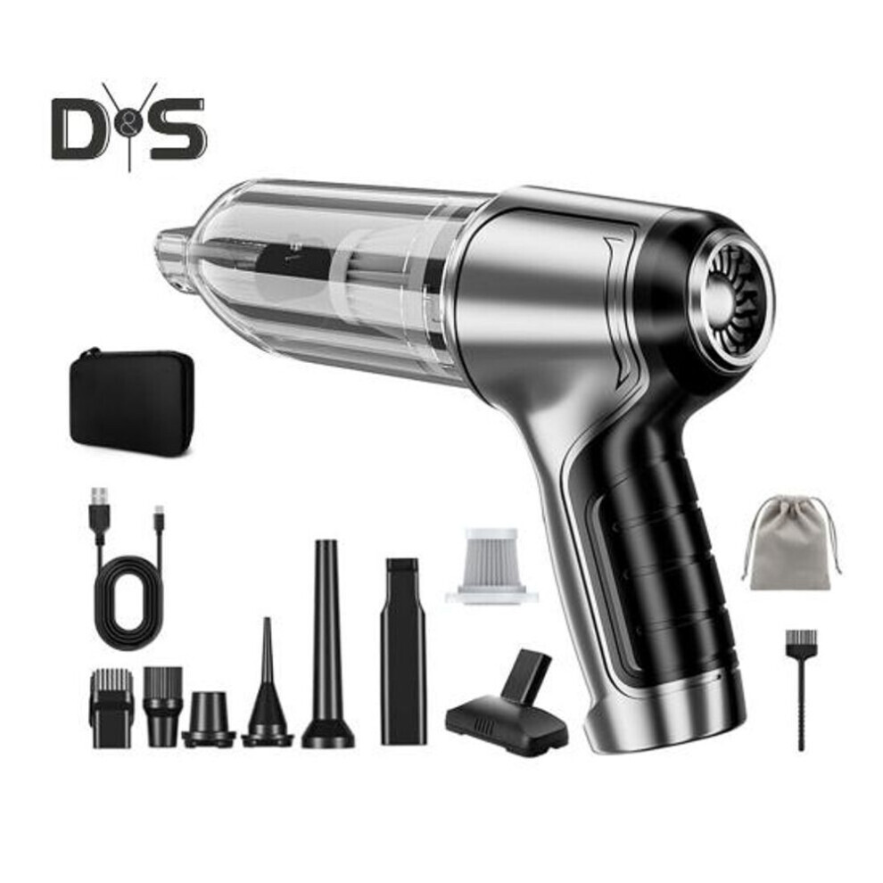 (D) Aspirateur de voiture portatif sans fil Moteur sans balais Aspiration puissante Faible bruit Aspirateur soufflant multifonctionnel pour voiture
