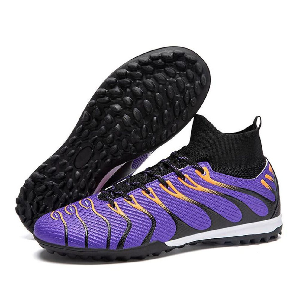 (noir,violet, 38) Taille 35-45 Hommes/femmes Bottes de football en caoutchouc à fond souple Courtes Pin Makers Layon Cuir Jeunes Enfants Football