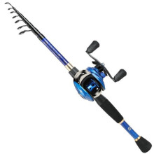(blue, 2.4m&Right hand) Sougayilang Fishing Rods And Reels 1.8m/2.1m/2.4m Casting Fishing Rod Reel Set Baitcasing Rod And 17+1 Bb