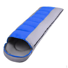 Saco de dormir ligero para acampar y hacer senderismo con capucha, color azul
