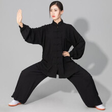 (schwarz, M) Damen Herren Weiche Baumwolle Linie Tai Chi Anzug Kung Fu Wushu Kampfsport Uniform Wing