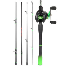 (1.8M&Right hand) Sougayilang 1.8-2.4m 5 Sections Carbon Fiber Cast Fishing Rod And 7.2:1 Gear Ratio Powerful Baitcasting Reel Max