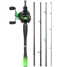 (1.8M&Left hand) Sougayilang 1.8-2.4m 5 Sections Carbon Fiber Cast Fishing Rod And 7.2:1 Gear Ratio Powerful Baitcasting Reel Max