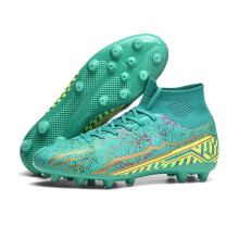 (green, 42) Men Football Boots Long Spikes High Ankle Soccer Shoes Ag/tf Kids Outdoor Grass Cleats Soccer Boots Training Sport Football