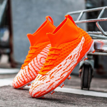 (orange, 37) Men Soccer Shoes Kids Football Boots Women Professional Soccer Cleats Antiskid Chaussure Football Fg Outdoor Football