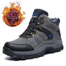 (Grau, Samtversion, 37) Wasserdichte High-Top-Wanderschuhe für Herren - Rutschfeste, verschleißfeste,