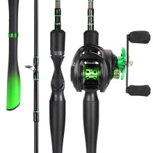 (2.1M&Right hand) Sougayilang 1.8-2.4m 5 Sections Carbon Fiber Cast Fishing Rod And 7.2:1 Gear Ratio Powerful Baitcasting Reel Max