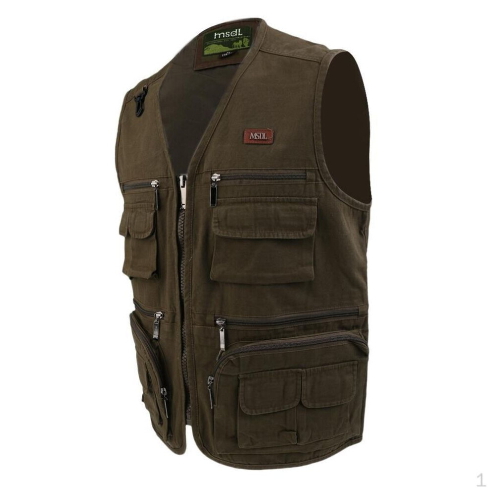Gilet de pêche multi-poches pour homme - Marron, Xl