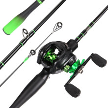 (2.4M&Right hand) Sougayilang 1.8-2.4m 5 Sections Carbon Fiber Cast Fishing Rod And 7.2:1 Gear Ratio Powerful Baitcasting Reel Max