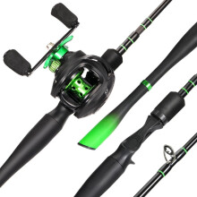 (2.4M&Left hand) Sougayilang 1.8-2.4m 5 Sections Carbon Fiber Cast Fishing Rod And 7.2:1 Gear Ratio Powerful Baitcasting Reel Max