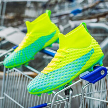 (green, 38) Men Soccer Shoes Kids Football Boots Women Professional Soccer Cleats Antiskid Chaussure Football Fg Outdoor Football