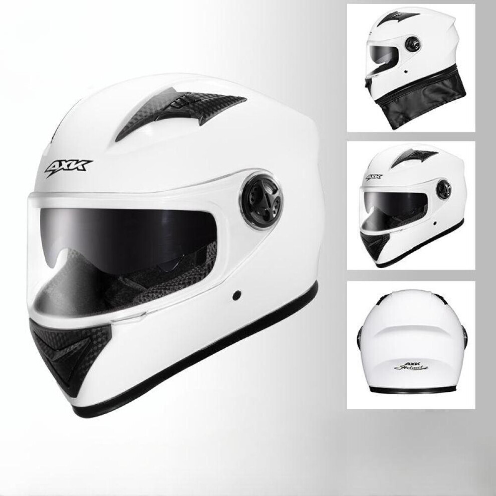 (white) Motorcycle Electric Vehicle Helmet Full Face Helmet Unisex Fall Winter Warm Riding Helmet Motorcycle Street Bike Full Face