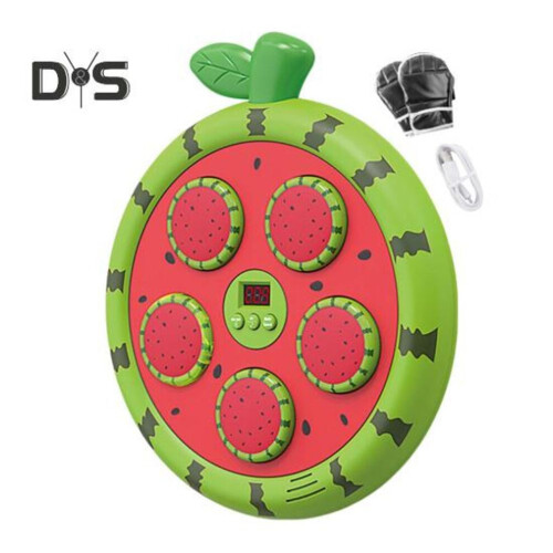 (Watermelon) Fruit Music Boxing Machine With Gloves Wall Mounted Bluetooth-compatible Adjustable Smart Led Boxing Training Target