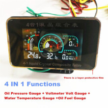 Auto LCD digitale oliedrukmeter + voltmeter + watertemperatuurmeter + oliebrandstofmeter