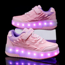 (roze, 40) Tuinanle Twee Wielen Rolschaatsen Schoenen Dames Heren Gesp Led Licht Lichtgevende Sneakers