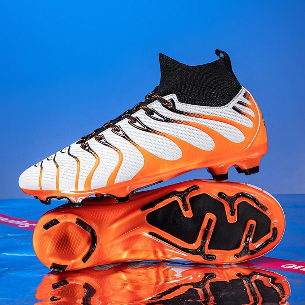 (orange, 36) Fashion Unisex Soccer Shoes Football Cleats Soccer Ankle Boots Youth Training Sneakers Outdoor Sports Shoes