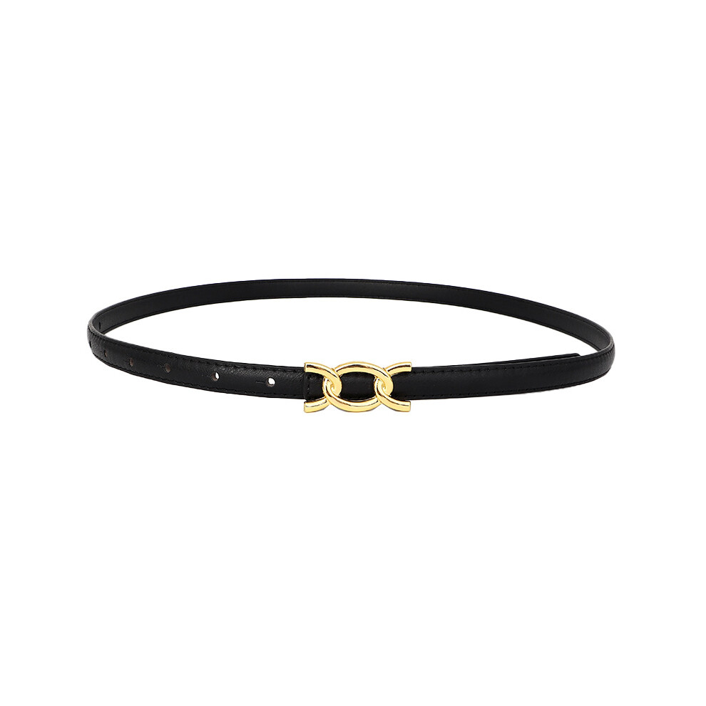 (Black) Geometric Buckle Metal Decoration Women Slim Waist Belt Versatile For Use Daily-image-OPC-PHCSCG6-NEW