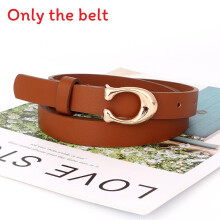 (Tan) Pu Womens Leather Belt With C Alphabet Buckle Design For Office Casual Wear
