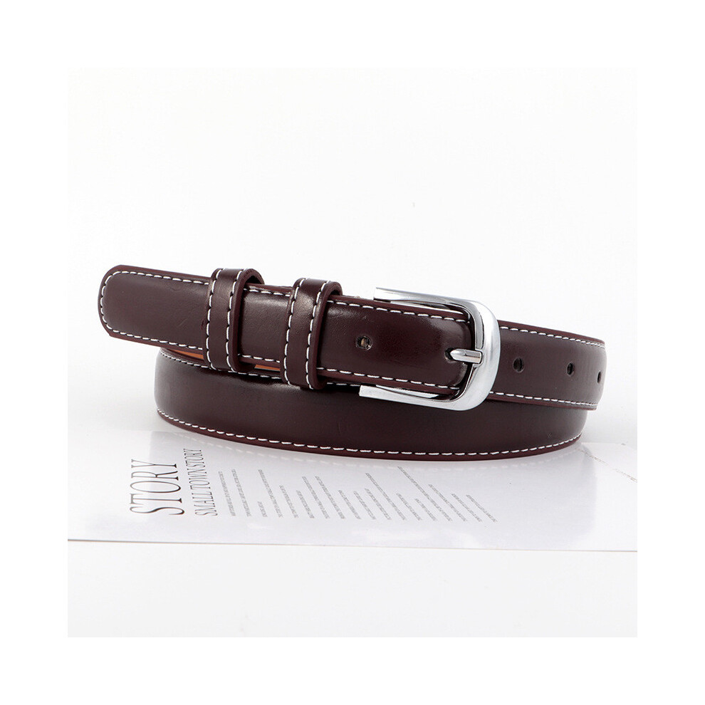 (Brown) Ladies Pu Leather Belt With Metal Pin Fastener For Office Outfits And Daily-image-OPC-PHCSDHC-NEW