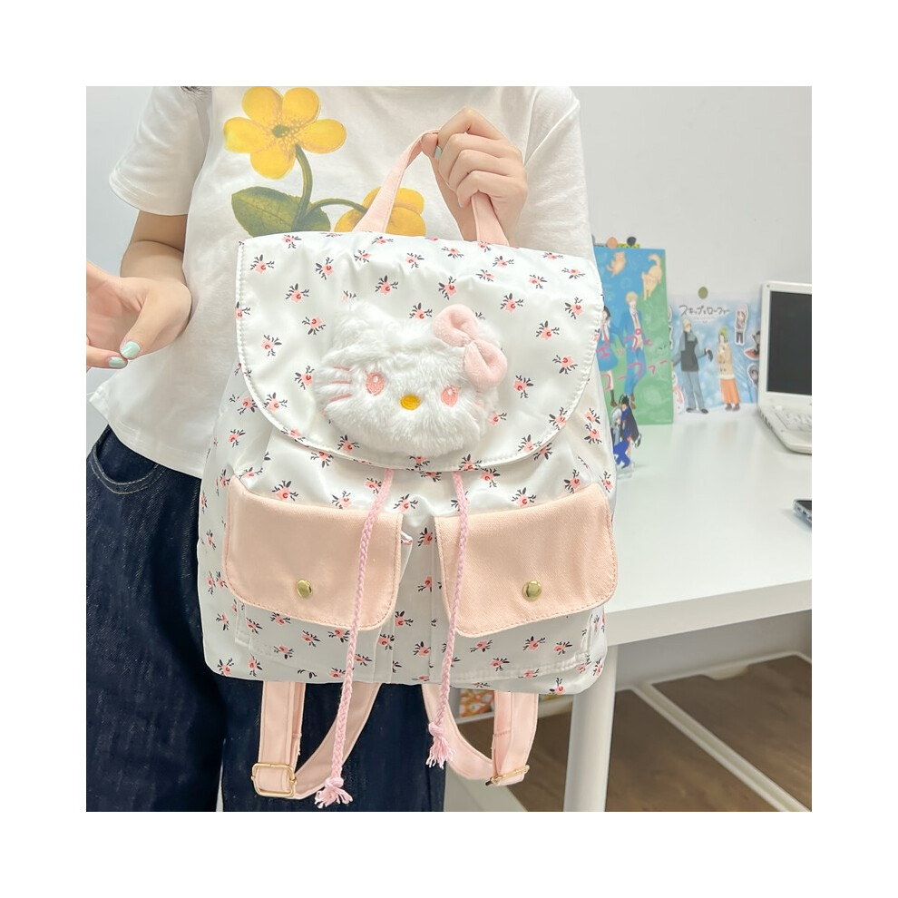 (Floral Kitty) Kitty Cartoon Linabell Animal Plush Floral Backpack For Girls Use Daily-image-OPC-PHCSDRV-NEW